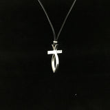 Medium Sterling Silver Fish Cross Pendant