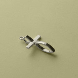 Bronze Antiqued Fish Cross Charm