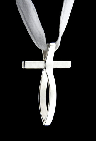 Special Order White Gold Fish Cross