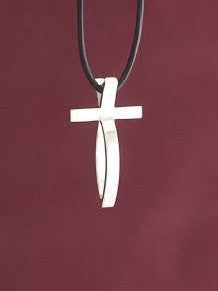 Small Sterling Silver Pendant on Black Leather Cord