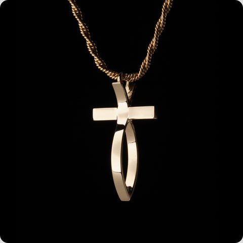 Special Order Yellow Gold Fish Cross Pendant